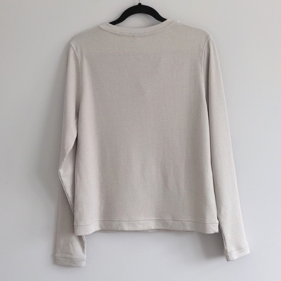 GYMSTARK | Waffle Knit Shirt Notch Neck Long Sleeve, Beige, Womens L - Picture 2 of 12